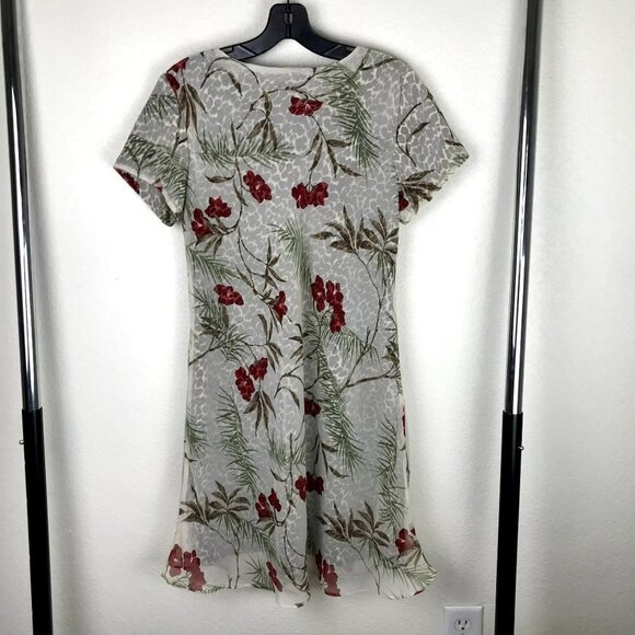 Vintage 90s Jessica Howard Petite Sheer Floral & Leopard Print Shift Dress, size - Picture 4 of 5